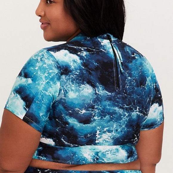 TORRID Blue Ocean swim top rash guard, 4X. - Picture 6 of 10